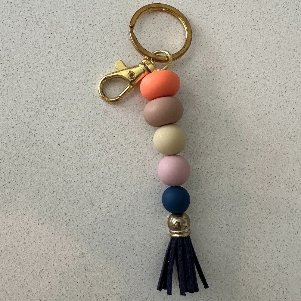 Beaded Key Ring Purse Charm with Tassell - Picture 5 of 5